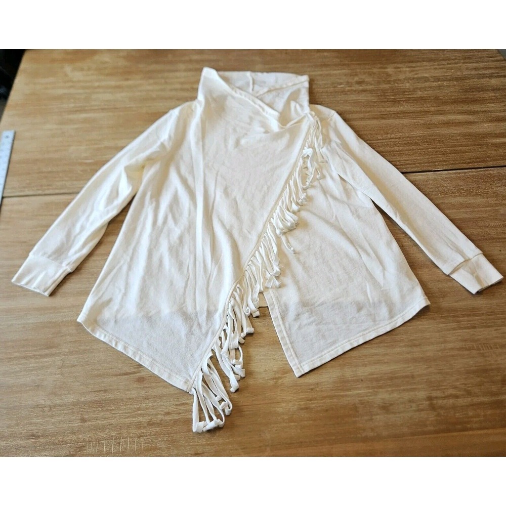 Wrangler Cream Single Button Tassel Poncho Sweater fringe Cowl Neck Size Large